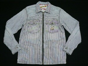 美品Schottショット[Perfecto]ジップアップデニムシャツジャケットS(36)ヒッコリーUsedWash