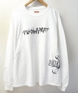 ◆PILLOW HEAT ピローヒート XL ロゴプリント クルーネック ロンT 長袖　ロングスリーブ Tシャツ 白 サイズXL