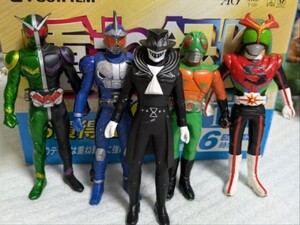 昭和・平成仮面ライダー、トッキュウジャー5体まとめて●バンダイソフビ人形(17 cmくらい)◎分売不可