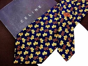 ♪24765D♪状態並品【葉っぱ 金具 柄】セリーヌ【CELINE】ネクタイ