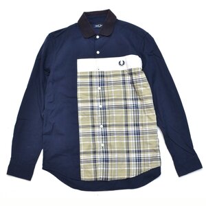 FRED PERRY フレッドペリー ミックスパネルドシャツ 長袖 MIX PANELLED SHIRT F4546 Mサイズ メンズ M978930