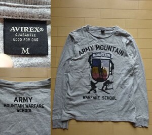 【AVIREX】ARMY MOUNTAIN WARFARE SCHOOL 長袖 Tシャツ ヘザーグレー SIZE:MEDIUM (アヴィレックス,上野商会,ミリタリー,フライト)