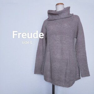 ◆○Freude　セーター　ハイネック　長袖　ニット　Lサイズ