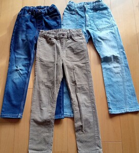 120cmボトムス3着セット*ジーンズ*デニム*コーデュロイ*裏起毛*女の子男の子*GUコペックまとめ売り*ジーユー子供キッズ*長ズボン秋冬春