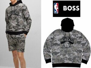 4万新品◆XL◆ボス BOSS×NBAコラボ NY KNICKS カモフラージュプリントフーディースウェットプルオーバー『W_Camo_NBA』1円