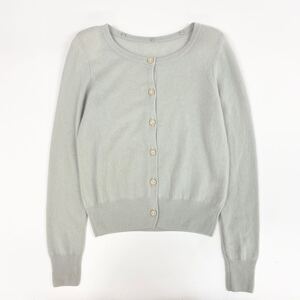 Pa16《カシミヤ100%》FOXEY フォクシー ニットカーディガン ロングスリーブ cashmere 40 Mサイズ ライトグレー レディース