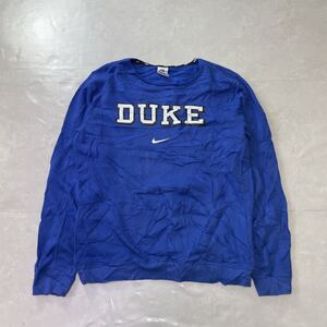 ナイキ NIKE ブルー 青 トレーナー スウェット センターロゴ DUKE Mサイズ 