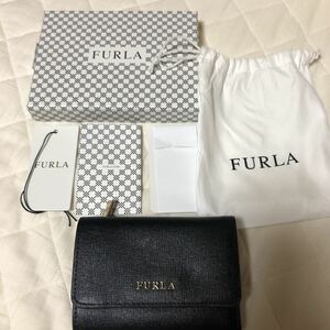 FURLA 三つ折り財布 バビロン フルラ 黒　コインケース付き