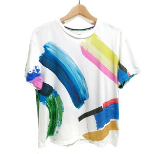 即決価格！！【PS Paul Smith★ポールスミス】マルチカラーペイント半袖カットソーTシャツ白 ゆうパケット送料230円