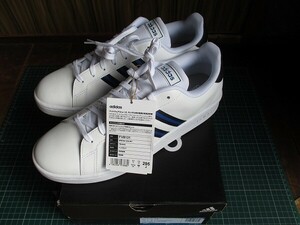 送料込 29.5cm(小さめ) adidas GRAND COURT FV8131 天然皮革 レザースニーカー 白(一部黒青) 本革 アディダス グランドコート