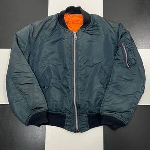 【711】 80s 90s アメリカ 製 alpha IDEAL MA-1 フライト ジャケット L ネイビー ミリタリー military アルファインダストリーズ USA navy