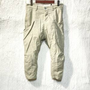 KAZUYUKI KUMAGAI★名作★ナイロン コットン ストレッチ メッシュ サルエルパンツ クロップド 灰ベージュ 2 カズユキクマガイ 定価3万円