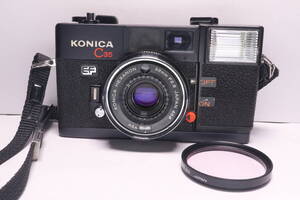 美品 KONICA コニカ C35 EF HEXANON 38mm F2.8 単集点式搭載コンパクトフィルムカメラ Y0274