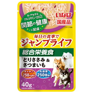 （まとめ買い）いなばペットフード Jump Lifeパウチ とりささみ＆さつまいも 40g 犬用フード 〔×32〕