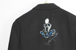 ★美品 Yohji Yamamoto Pour Homme ◆21AW 女優刺繍 テーラードジャケット 黒 サイズ2 ウールギャバ ヨウジヤマモト プールオム ◆69/XE20