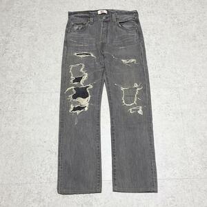 LEVI’S 08501-01 先染ブラックデニム ダメージ加工 W30