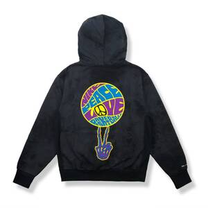 ■ナイキ ハードウッド ダイ プルオーバー フーディ ブラック 新品 サイズM NIKE HARDWOOD DYE PO HOODIE Peace Love タイダイCU3618-010