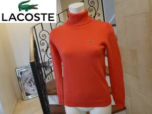 2万 美品 LACOSTE(ラコステ)★赤に近いピンク　長袖セーター　38　M相当