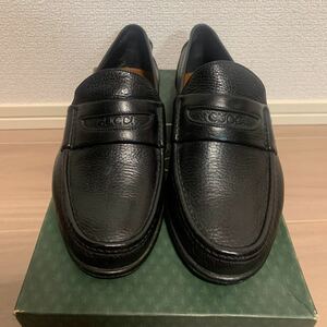 希少 ミスプリント GUCCI オールドグッチ 革靴 38 1/2 D レディース ブラック レザー ローファー ビジネスシューズ 24cm - 24.5cm位