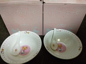 中古　キティ　ラーメンどんぶり&レンゲ　2個セット