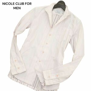 NICOLE CLUB FOR MEN ニコルクラブ フォーメン 通年 襟ワイヤー★ ストライプ柄 長袖 シャツ Sz.46　メンズ ピンク　A4T06602_6#C