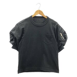 sacai / サカイ | Nylon Twill Mix T-Shirt カットソー | 2 | ブラック | レディース