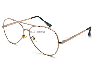 W BRIDGE TEARDROP SUNGLASS GOLD × CLEAR/Wブリッジティアドロップサングラスゴールドクリア透明ツーブリッジ昭和レトロセレブカジュアル