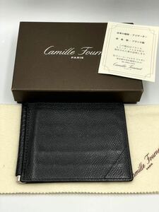 美品 旧ロゴ カミーユフォルネ マネークリップ ブラック アリゲーター 二つ折り財布 camille fournet VERSO カミーユ フォルネ　