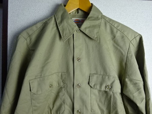 USED美品☆ Dickies　UAS製◆ポリエステル＆COTTON　L/Sシャツ♪サイズM 