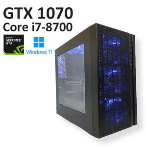 【中古ゲーミングPC】GeForce GTX 1070 / Core i7-8700 / 16GB / NVMe SSD 480GB / Windows11