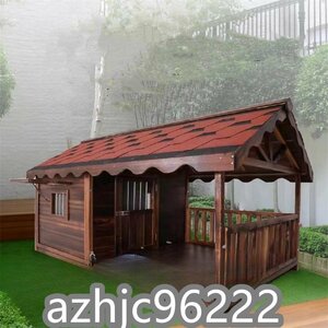 品質保証★木製 犬小屋ドッグハウス 室外 ドアと窓付きの犬用犬小屋 ホームタウン ドッグハウス テラス 屋内と屋外での使用に隆起屋根付き