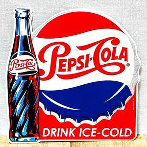 ブリキ看板 ペプシ コーラ ボトルキャップ エンボスメタルサイン PEPSI 瓶 ボトル おしゃれ アメリカン 雑貨 ロゴ 壁飾り