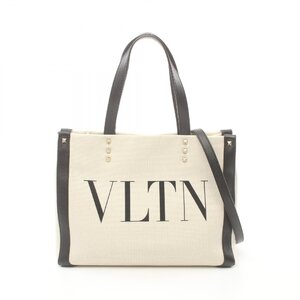 ヴァレンチノ VLTNロゴ ロックスタッズ ブランドオフ Valentino キャンバス トートバッグ キャンバス/レザー 中古 レディース