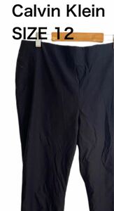 【送料無料】中古 Calvin Klein カルバンクライン スラック パンツ ブラック レーヨン混 サイズ12