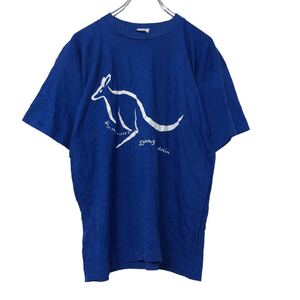 Land Sea Srg 半袖 プリントTシャツ M ブルー ポケット カンガルー 古着卸 アメリカ仕入 a508-5069