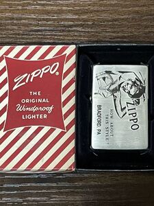 zippo SEXY GIRL 1937REPLICA セクシーガール 年代物 1992年製 HOW ABOUT THIS STYLE ? 1937レプリカ フラットトップ ケース 保証書