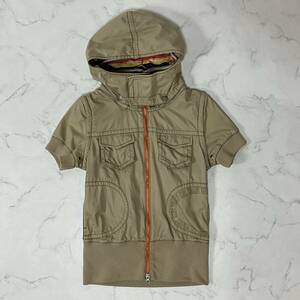 tommy jeans トミージーンズ ダブルポケット ハイネック ワンポイント ダブルジップ フーディー 取り外し可能 2way 半袖 ジャケット S