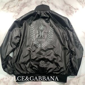 Lサイズ相当●DOLCE＆GABBANA ドルチェ＆ガッバーナ ロゴプレート バックロゴ ジップアップ ナイロン ジャケット ブルゾン デカロゴ