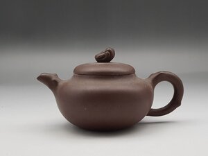 紫砂 朱泥急須 時代唐物 幅約13.4cm / 明清時代 茶道具 煎茶道具 煎茶具 紫砂壺 茶壺 朱泥 茶器 茶注 人間国宝 李朝 高麗 古董