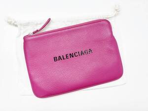 美品　BALENCIAGA　バレンシアガ　エブリデイ　ロゴ　クラッチバッグ　 ポーチ　ピンク系　492465