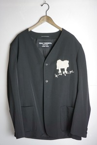 新品 正規18AW Yohji Yamamoto POUR HOMME ヨウジヤマモト REPLICA 1990 S/S レプリカ 犬刺繍ノーカラー ジャケット 912N▲