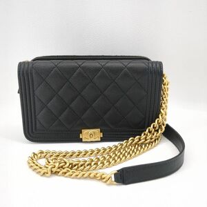 美品　シャネル　ショルダーウォレット　フラップフォンケース　キャビアスキン　ボーイシャネル　CHANEL　中古　◆3111/藤枝インター店