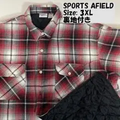 AFIELD 【3XL】　ネルシャツ　裏地　キルティング　レッドチェック