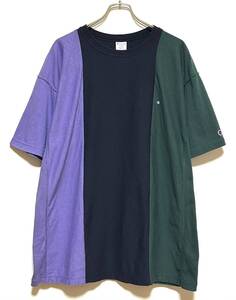 【美品】Champion × BEAMS 3tone Reverse Weave Tee（L）マルチ チャンピオン ビームス リバースウィーブ 半袖 Tシャツ オーバーサイズ