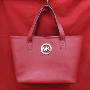 【275】★ MICHAEL KORS マイケルコース ハンドバッグ レッド系 ★ ゴールド金具 内布ベージュ ★ 中古品