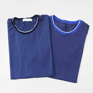 ● Cruciani ◆ カットソー *2点セット ストレッチ クルーネック 半袖 Tシャツ ネイビー ( サイズ 56 54 ) クルチアーニ ◆BT21