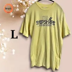 メンズ　ロイヤルカリビアンプリントTシャツ　イエロー系　Lサイズ