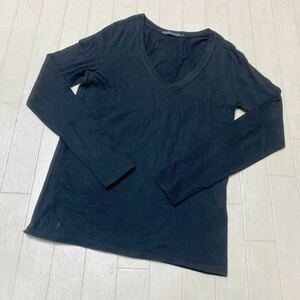 3743☆ RALPH LAUREN ラルフローレン トップス カットソー 長袖Tシャツ Vネック レディース L ブラック