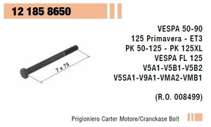 RMS 12185 8650 社外 ボルト クランクケース 平頭切り欠き M7x75 旧型ベスパ　スモール