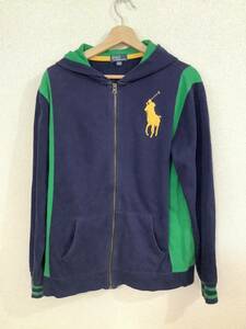 POLO RALPHLAUREN ラルフローレン　ビッグポニー スウェットパーカー　ボーイズ　ネイビー　古着　ブランド　子供服